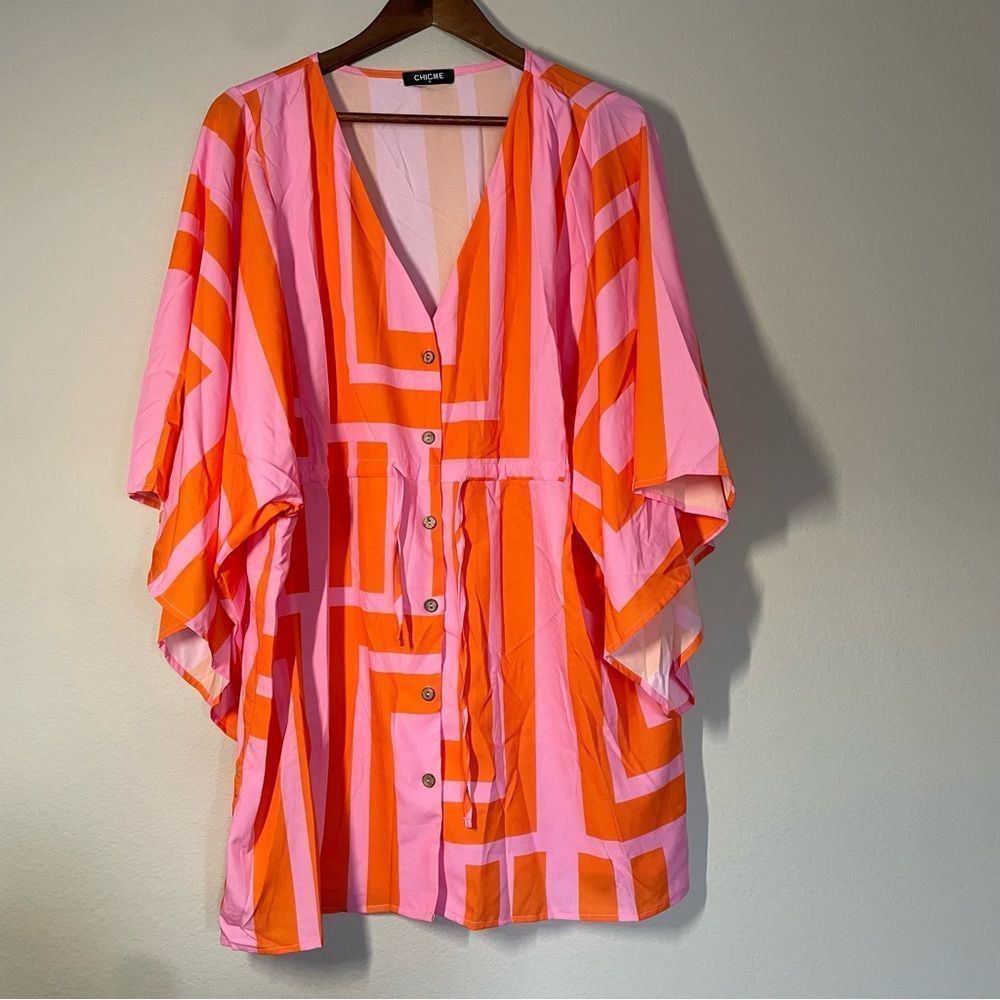 Chic Me brand Multi- Color Mini Dress, Kimono Size Medium